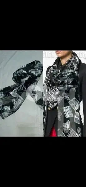 silk scarf colour black with grey print