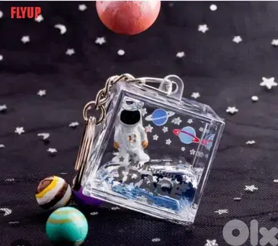 sparkling liquid space square keychain