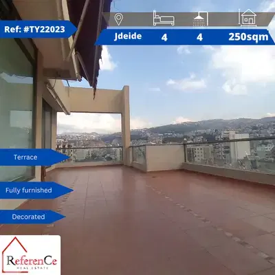 Fully furnished with terrace in Jdeideh شقة مفروشة مع تراس في جديده