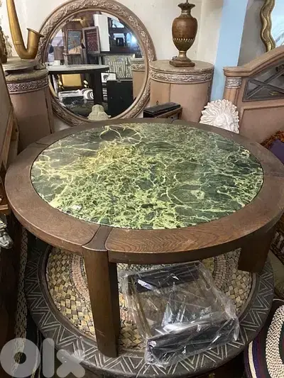 middle table wood and top marble