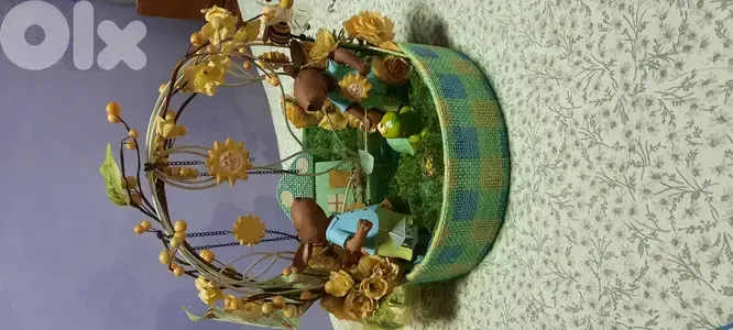 Green decorated basket
