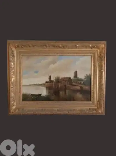 لوحة هولندية رسم زيتي قديمة