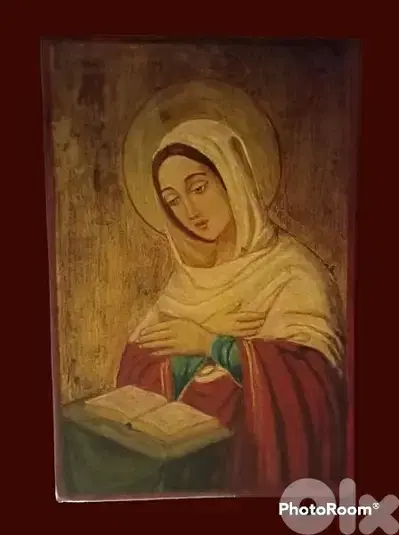 أيقونة روسية قديمة رسم يد على خشب قطراني