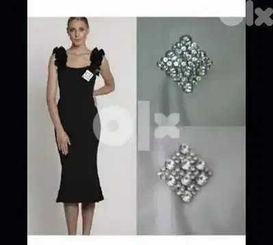 square shape all crystall brooch