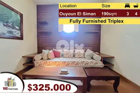 Ouyoun el Siman 190m2 | Triplex | Furnished | Prime location |DA