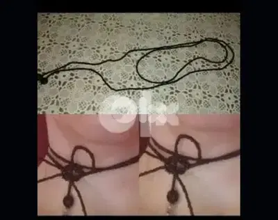 necklace double roll beaded black