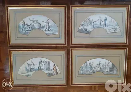 4 aquarelles gouachées
