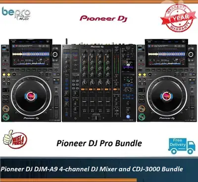 Pioneer DJ DJM-A9 4-channel DJ Mixer and CDJ-3000 Bundle