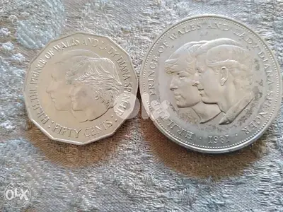 Set of two Coins For Prince Charles and Princess Diana