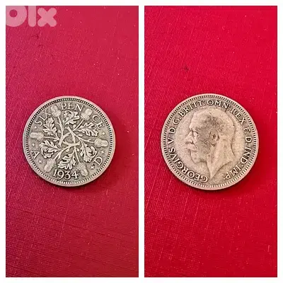 1934 England Silver six Pence KGV