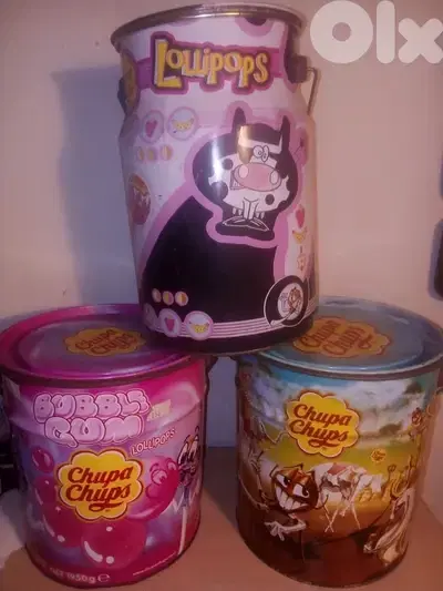 Chupa chups lollipops vintage tin containers