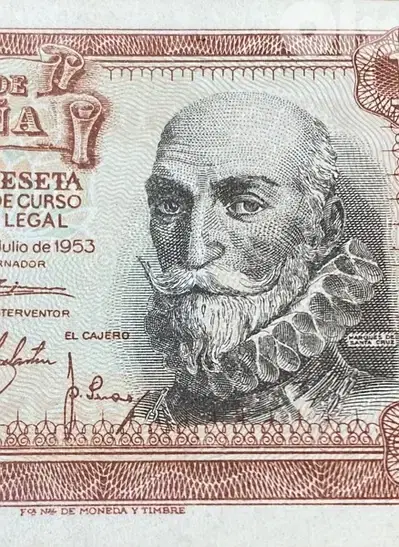 عملة عملات قديمة ١ بيزيتا اسباني ١٩٥٣ banknote