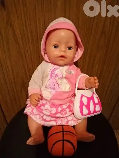 BABY BORN Zapf Big Girl As new Toy Set in outfit +bag +leger Ball=22$