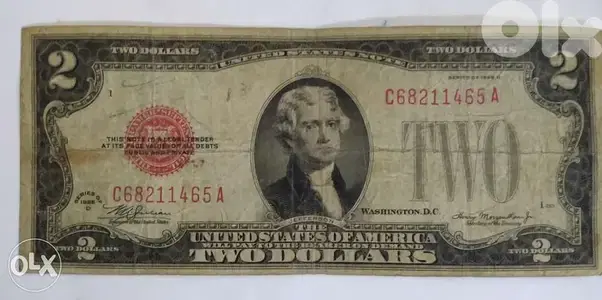USA two Dollar Banknote Red Seal year 1928