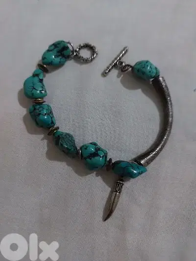 Bracelet old Turquoise  Silver weight 25.5 gramsسوار فيروز قديم فضة