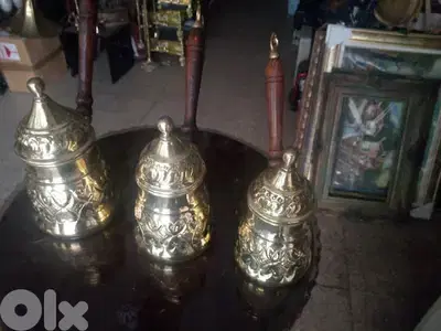 طقم ركاوي نحاس 3 قطع ثقيل مع غطى