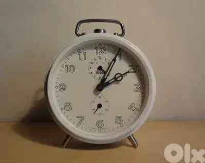 Vintage Mebas German mechanical ,internal bells alarm clock working