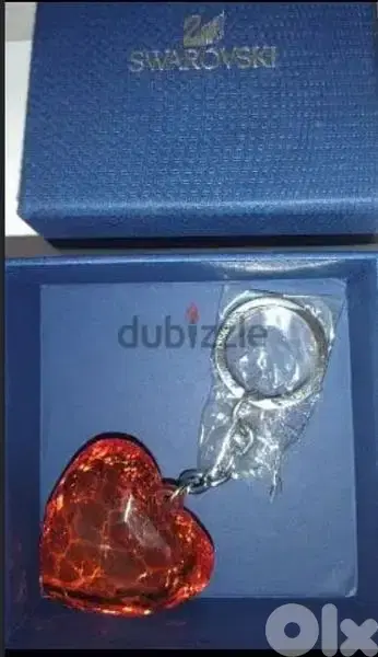 key holder authentic swarovski red heart crystal