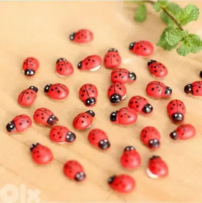 10 pieces set red wood coccinelle home and garden decoration